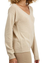 Balldiri 100% Kaschmir Damen Pullover V - Ausschnitt 4 - fädig - beige - Balldiri