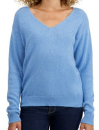 Balldiri 100% Kaschmir Damen Pullover V - Ausschnitt 4 - fädig - azurblau meliert - Balldiri