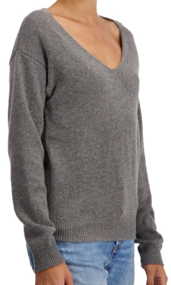 Balldiri 100% Kaschmir Damen Pullover V - Ausschnitt 4 - fädig - graubraun - Balldiri