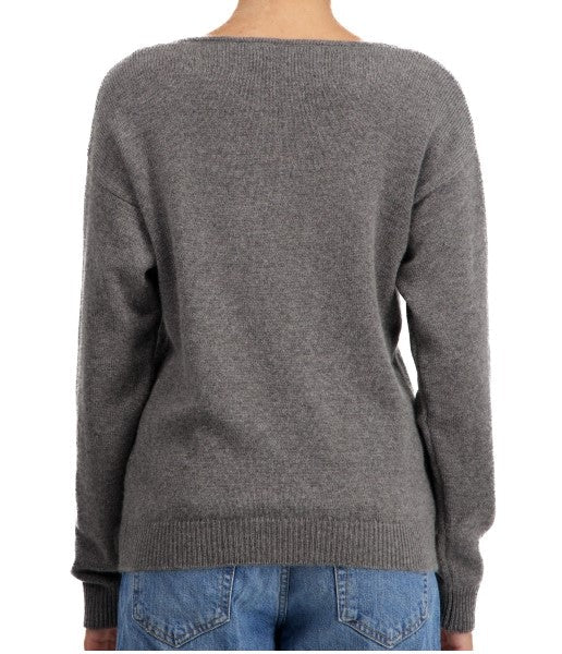 Balldiri 100% Kaschmir Damen Pullover V - Ausschnitt 4 - fädig - graubraun - Balldiri