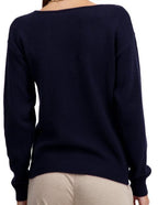Balldiri 100% Kaschmir Damen Pullover V - Ausschnitt 4 - fädig - nachtblau - Balldiri