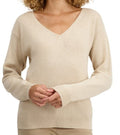 Balldiri 100% Kaschmir Damen Pullover V - Ausschnitt 4 - fädig - beige - Balldiri
