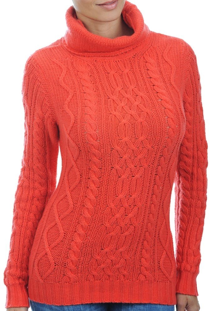 Balldiri 100% Kaschmir Damen Rollkragenpullover 10 - fädig – Luxuriöse Eleganz für jede Gelegenheit - koralle - Balldiri