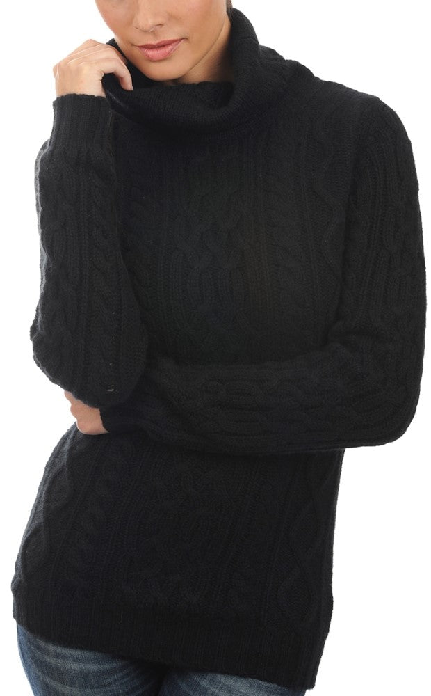 Balldiri 100% Kaschmir Damen Rollkragenpullover 10 - fädig – Luxuriöse Eleganz für jede Gelegenheit - Schwarz - Balldiri
