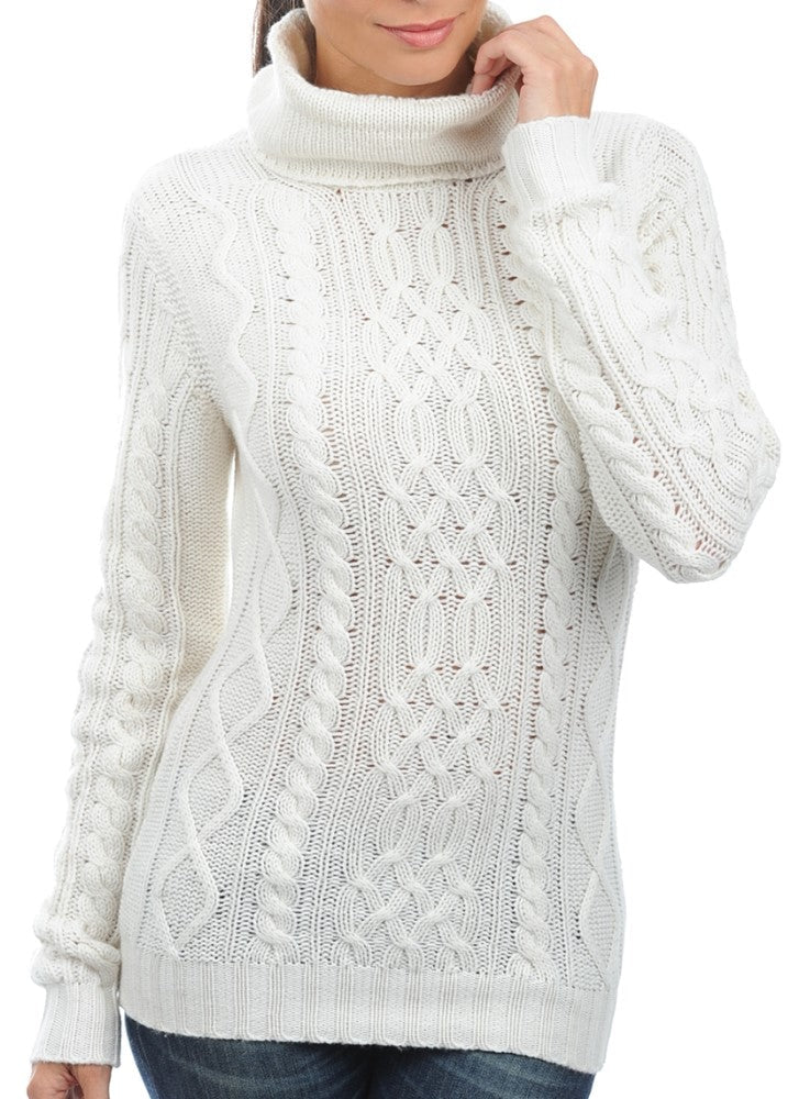 Balldiri 100% Kaschmir Damen Rollkragenpullover 10 - fädig – Luxuriöse Eleganz für jede Gelegenheit - Weiß - Balldiri