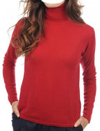 Balldiri 100% Kaschmir Damen Rollkragenpullover 2 - fädig - rot - Balldiri