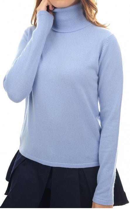 Balldiri 100% Kaschmir Damen Rollkragenpullover 2 - fädig - himmelblau - Balldiri