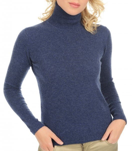 Balldiri 100% Kaschmir Damen Rollkragenpullover 2 - fädig - indigo - Balldiri