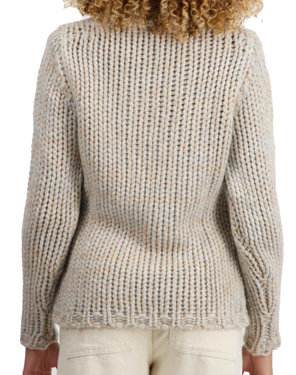 Balldiri 100% Kaschmir Damen Rollkragenpullover 56 - fädig - natural braun/ecru - Balldiri