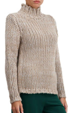 Balldiri 100% Kaschmir Damen Rollkragenpullover 56 - fädig - natural braun/ecru - Balldiri