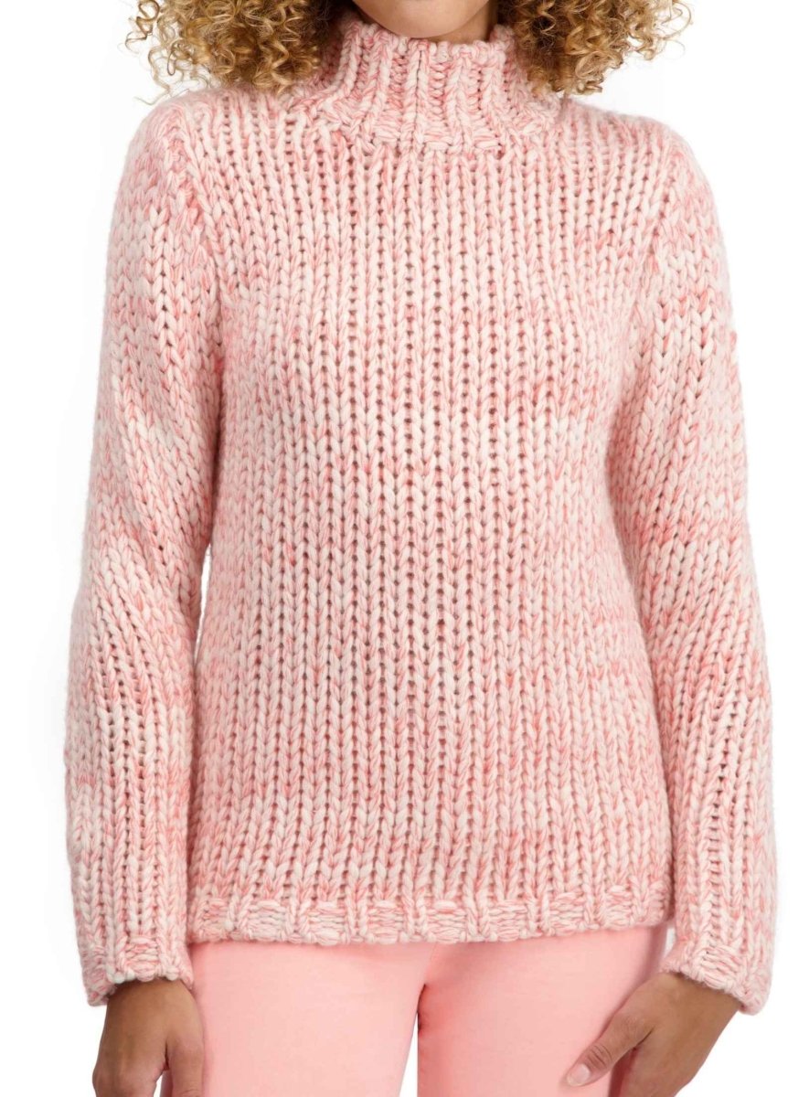 Balldiri 100% Kaschmir Damen Rollkragenpullover 56 - fädig - rosa/ecru - Balldiri