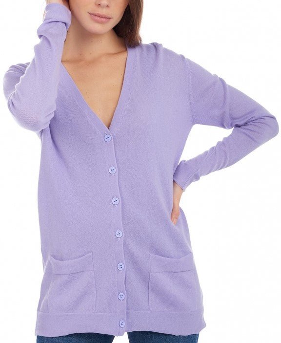 Balldiri 100% Kaschmir Damen Strickjacke - 2 - fädig - lavendel - Balldiri