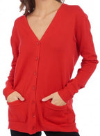 Balldiri 100% Kaschmir Damen Strickjacke - 2 - fädig - rot - Balldiri