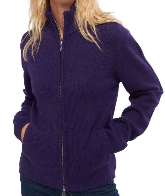 Balldiri 100% Kaschmir Damen Strickjacke 6 - fädig - violett - Balldiri