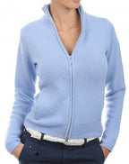 Balldiri 100% Kaschmir Damen Strickjacke 6 - fädig - himmelblau - Balldiri