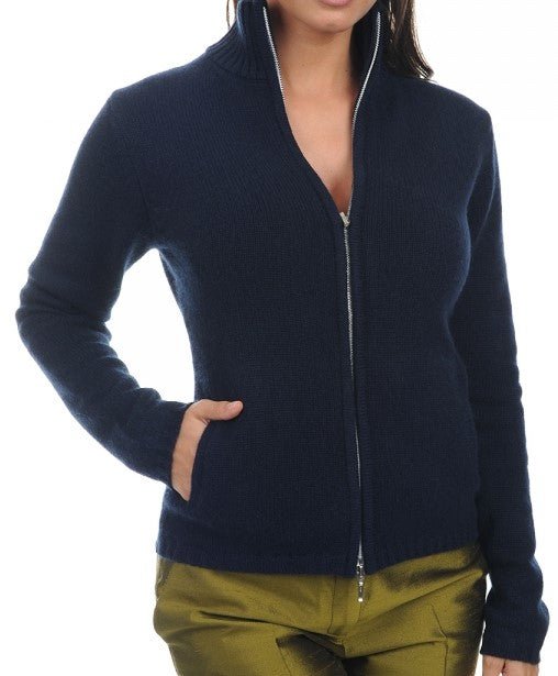 Balldiri 100% Kaschmir Damen Strickjacke 6 - fädig - nachtblau - Balldiri