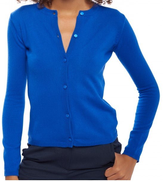 Balldiri 100% Kaschmir Damen Strickjacke Rundhals 2 - fädig - ultramarin - Balldiri