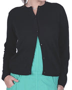 Balldiri 100% Kaschmir Damen Strickjacke Rundhals 2 - fädig - schwarz - Balldiri