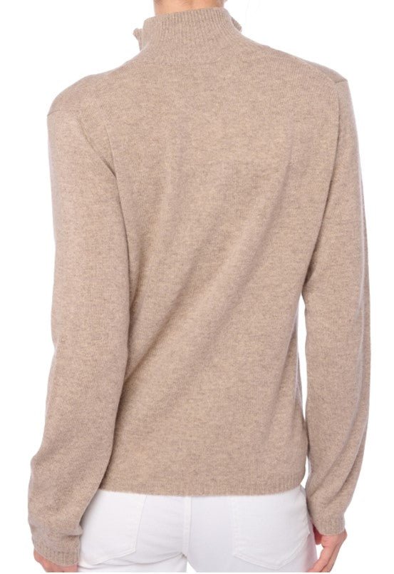 Balldiri 100% Kaschmir Damen Strickjacke Stehkragen 2 - fädig - naturbraun - Balldiri