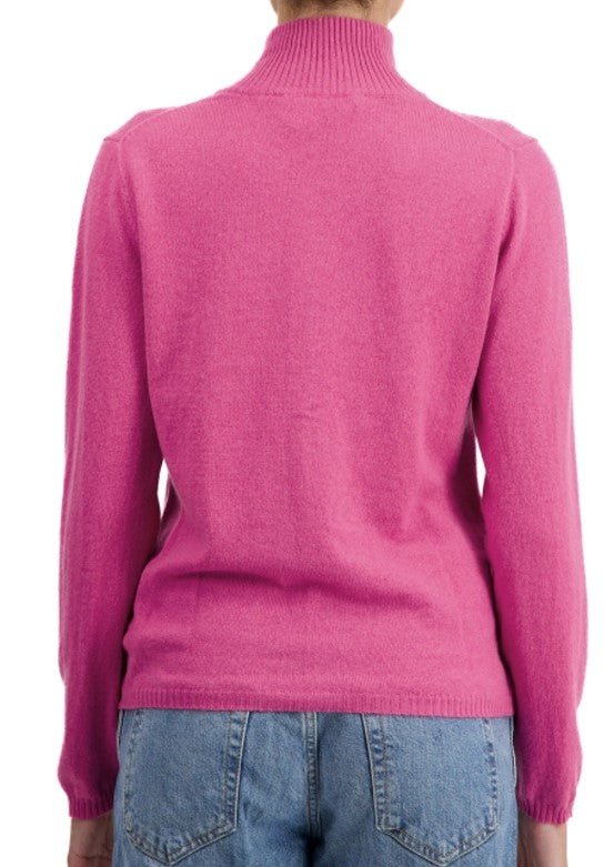 Balldiri 100% Kaschmir Damen Strickjacke Stehkragen 2 - fädig - Rosa - Balldiri