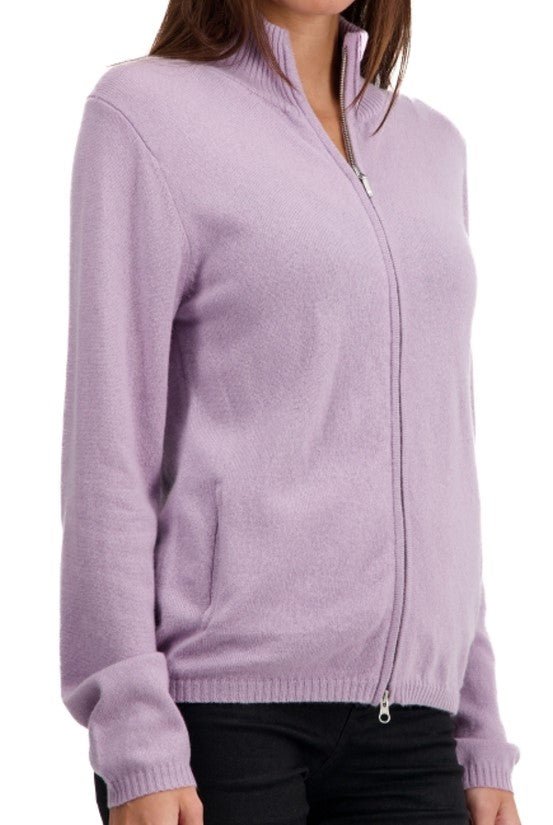 Balldiri 100% Kaschmir Damen Strickjacke Stehkragen 2 - fädig - Grün - Balldiri