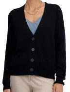 Balldiri 100% Kaschmir Damen Strickjacke V - 4 - fädig - schwarz - Balldiri
