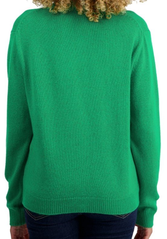 Balldiri 100% Kaschmir Damen Strickjacke V - 4 - fädig - grün - Balldiri