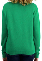 Balldiri 100% Kaschmir Damen Strickjacke V - 4 - fädig - grün - Balldiri