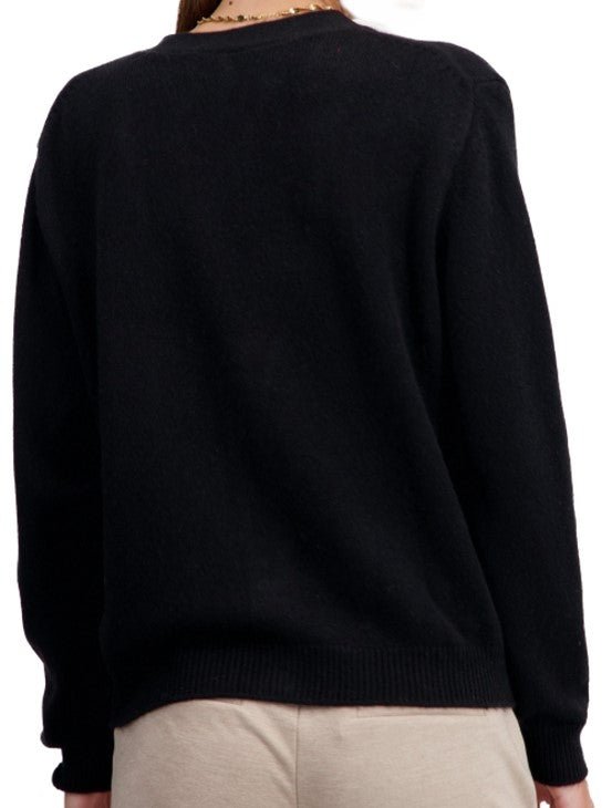 Balldiri 100% Kaschmir Damen Strickjacke V - 4 - fädig - schwarz - Balldiri
