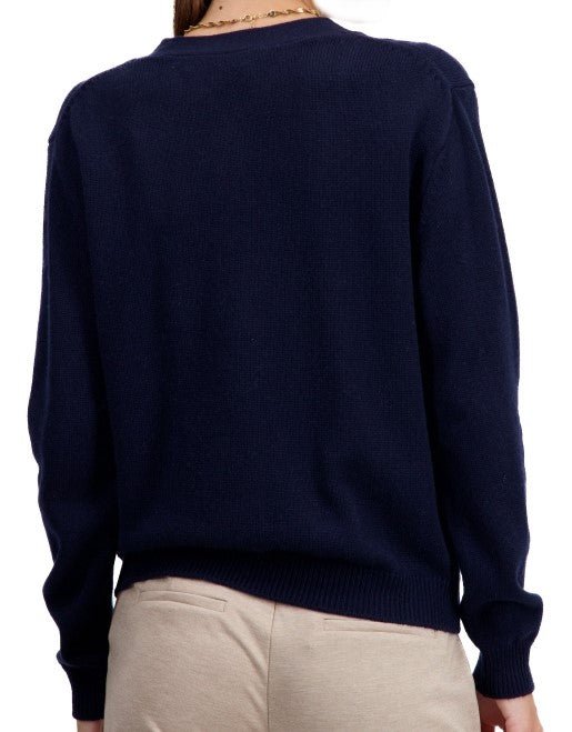 Balldiri 100% Kaschmir Damen Strickjacke V - 4 - fädig - nachtblau - Balldiri