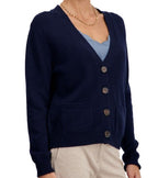 Balldiri 100% Kaschmir Damen Strickjacke V - 4 - fädig - nachtblau - Balldiri