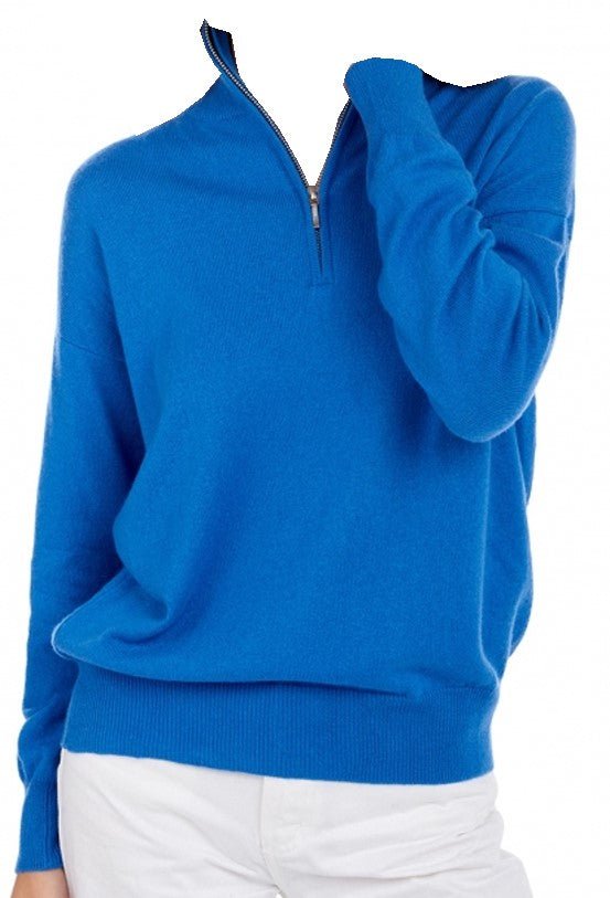 Balldiri 100% Kaschmir Damen Troyer 2 - fädig - tetbury blau - Balldiri