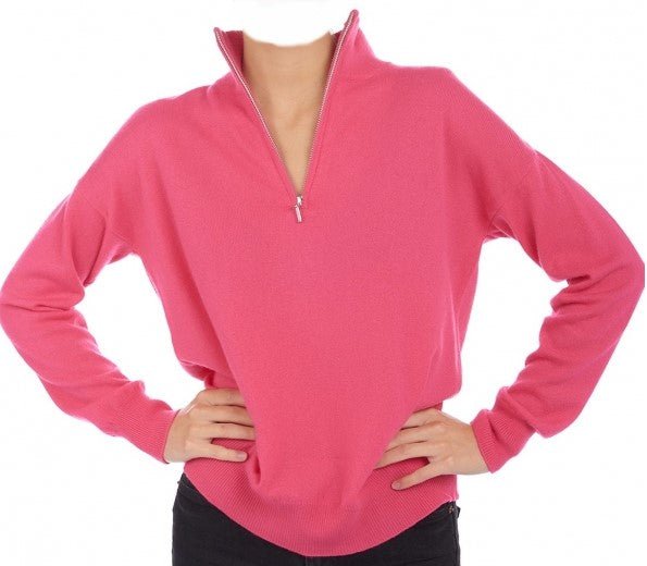 Balldiri 100% Kaschmir Damen Troyer 2 - fädig - rosa - Balldiri