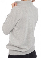 Balldiri 100% Kaschmir Damen Troyer 2 - fädig - hellgrau - Balldiri