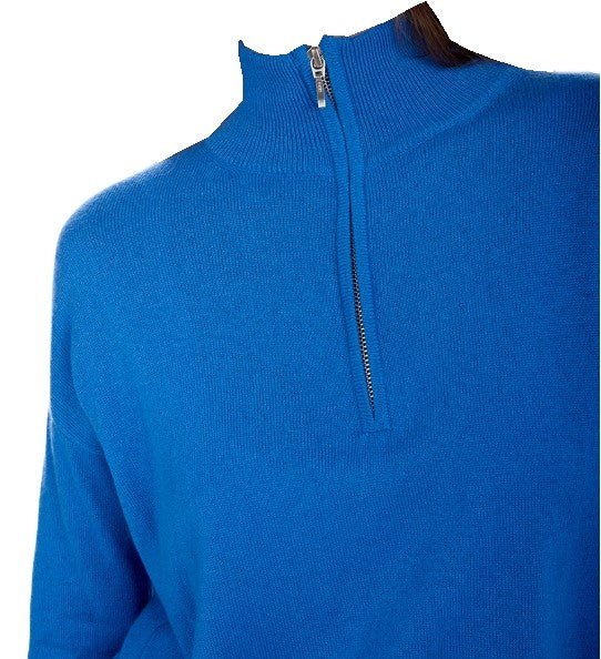 Balldiri 100% Kaschmir Damen Troyer 2 - fädig - tetbury blau - Balldiri