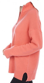 Balldiri 100% Kaschmir Damen Troyer mit Kontrastkragen 6 - fädig - peach - Balldiri