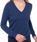 Balldiri 100% Kaschmir Damen V - Pullover 2 - fädig - indigo - Balldiri