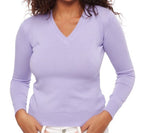 Balldiri 100% Kaschmir Damen V - Pullover 2 - fädig - lavendel - Balldiri