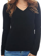 Balldiri 100% Kaschmir Damen V - Pullover 2 - fädig - Schwarz - Balldiri