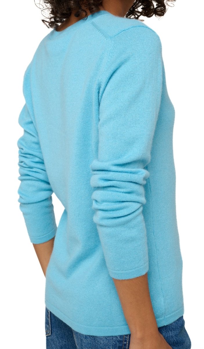 Balldiri 100% Kaschmir Damen V - Pullover 2 - fädig - turmalin - Balldiri
