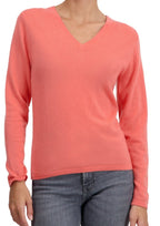 Balldiri 100% Kaschmir Damen V - Pullover 2 - fädig - peach - Balldiri