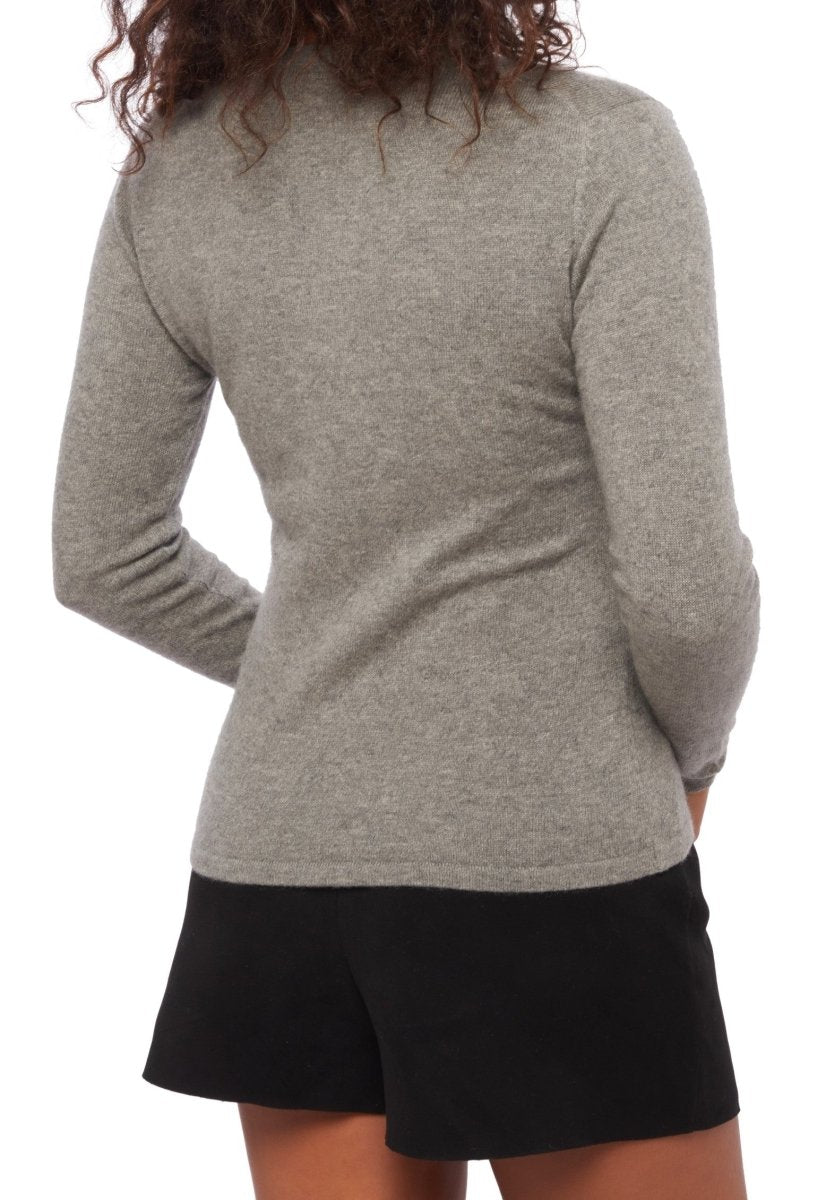 Balldiri 100% Kaschmir Damen V - Pullover 2 - fädig - grau meliert - Balldiri