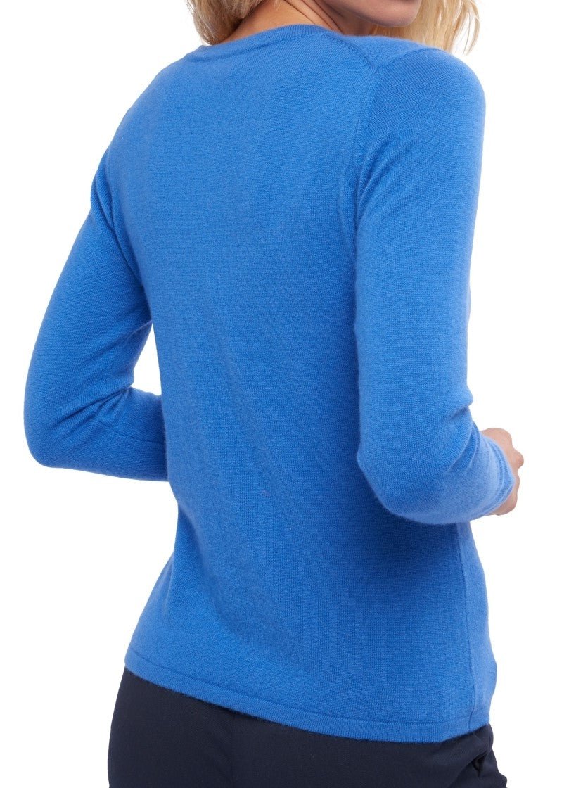 Balldiri 100% Kaschmir Damen V - Pullover 2 - fädig - tetbury blau - Balldiri