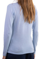 Balldiri 100% Kaschmir Damen V - Pullover 2 - fädig - himmelblau - Balldiri
