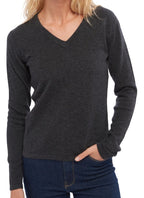 Balldiri 100% Kaschmir Damen V - Pullover 2 - fädig - anthrazit meliert - Balldiri