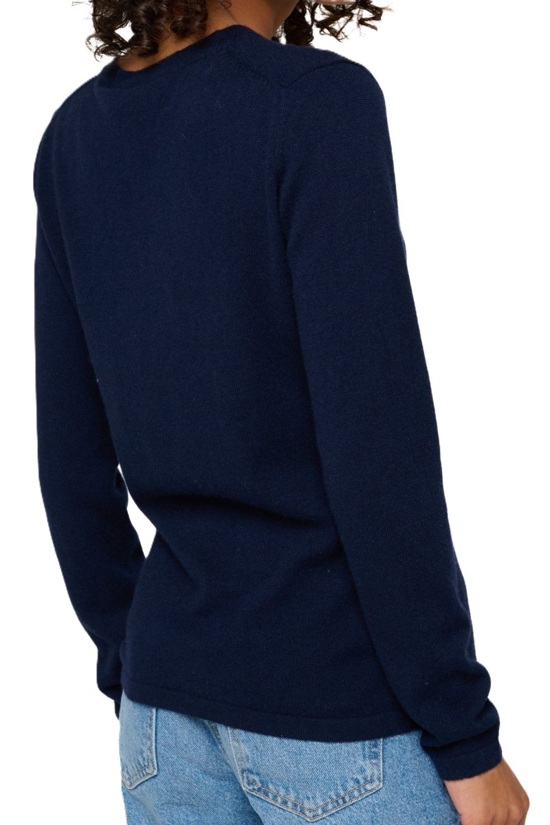 Balldiri 100% Kaschmir Damen V - Pullover 2 - fädig - nachtblau - Balldiri