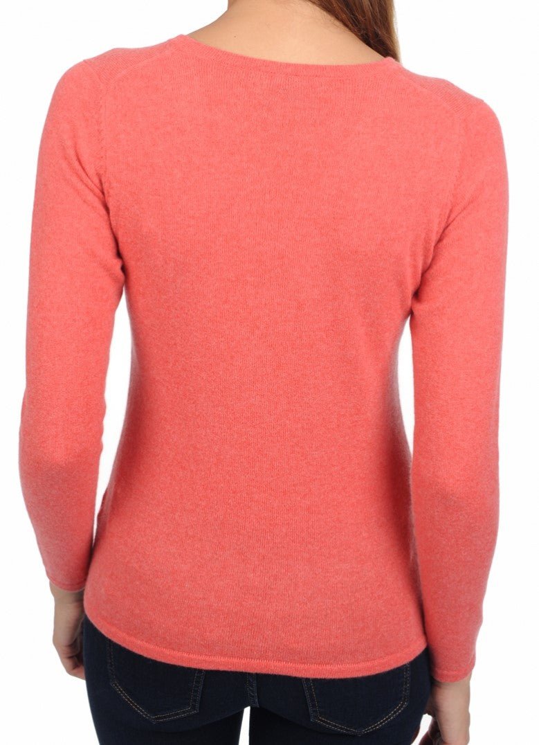 Balldiri 100% Kaschmir Damen V - Pullover 2 - fädig - erdbeere - Balldiri