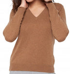 Balldiri 100% Kaschmir Damen V - Pullover 2 - fädig - camel meliert - Balldiri