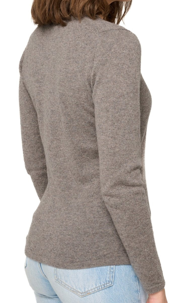 Balldiri 100% Kaschmir Damen V - Pullover 2 - fädig - graubraun meliert - Balldiri