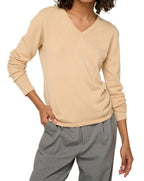 Balldiri 100% Kaschmir Damen V - Pullover 2 - fädig - honey - Balldiri